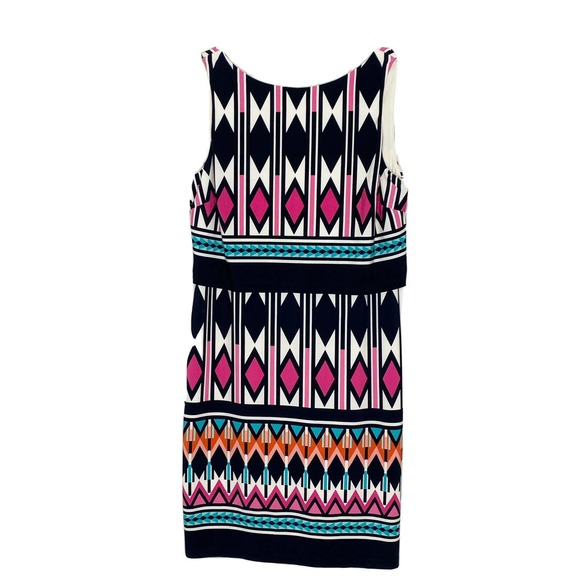 Eliza J Dresses & Skirts - New Eliza J Pink Black Geometric Print Sheath Popover Layered Dress Size 6 O4